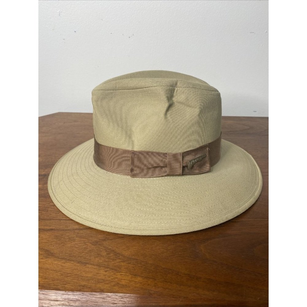 Vintage Indiana Jones Fedora Brown Pinch Front Hat w/ Indy Pin Tan Cotton